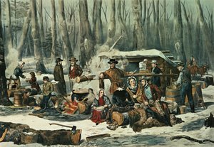 Cena da floresta americana - açúcar de bordo, 1856